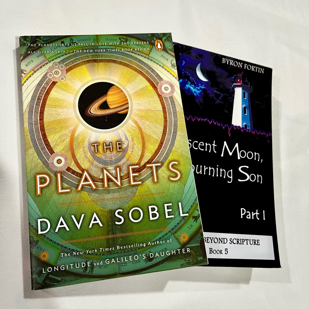 The Planets by Dava Sobel & Crescent Moon, Mourning Son by Byron Fortin